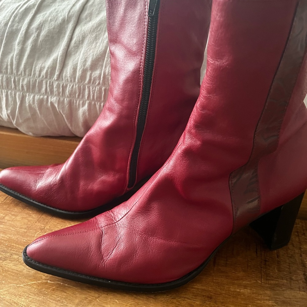 Elegant Red Heeled Boots
